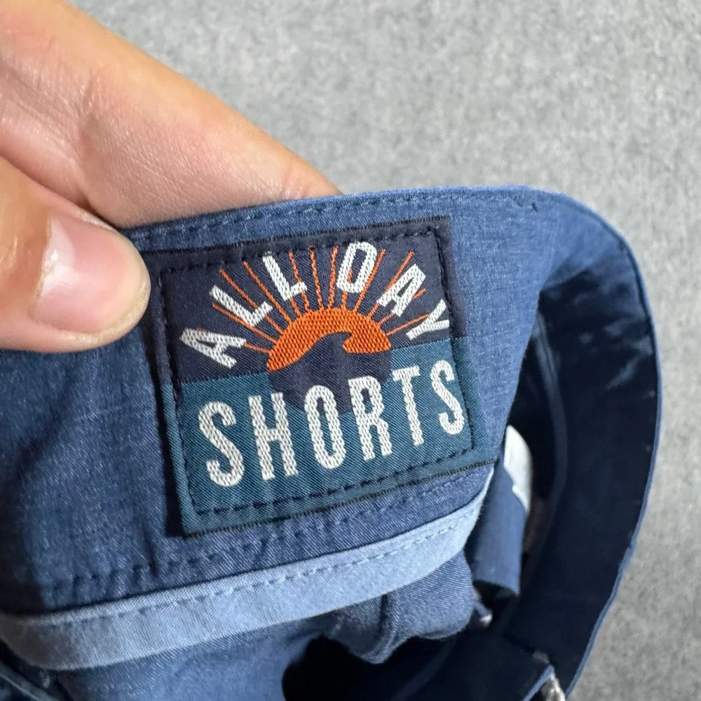 Faherty All Day Shorts Mens 32 Blue Heathered Hybrid Stretch Drawstring Casual
